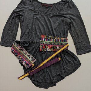 Top with unique sawn colorful belt